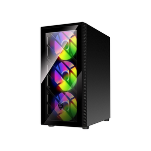 FSP CMT192 Tempered Glass ATX Mid Tower Gaming PC Case - Black (4 ARGB Fans Included)