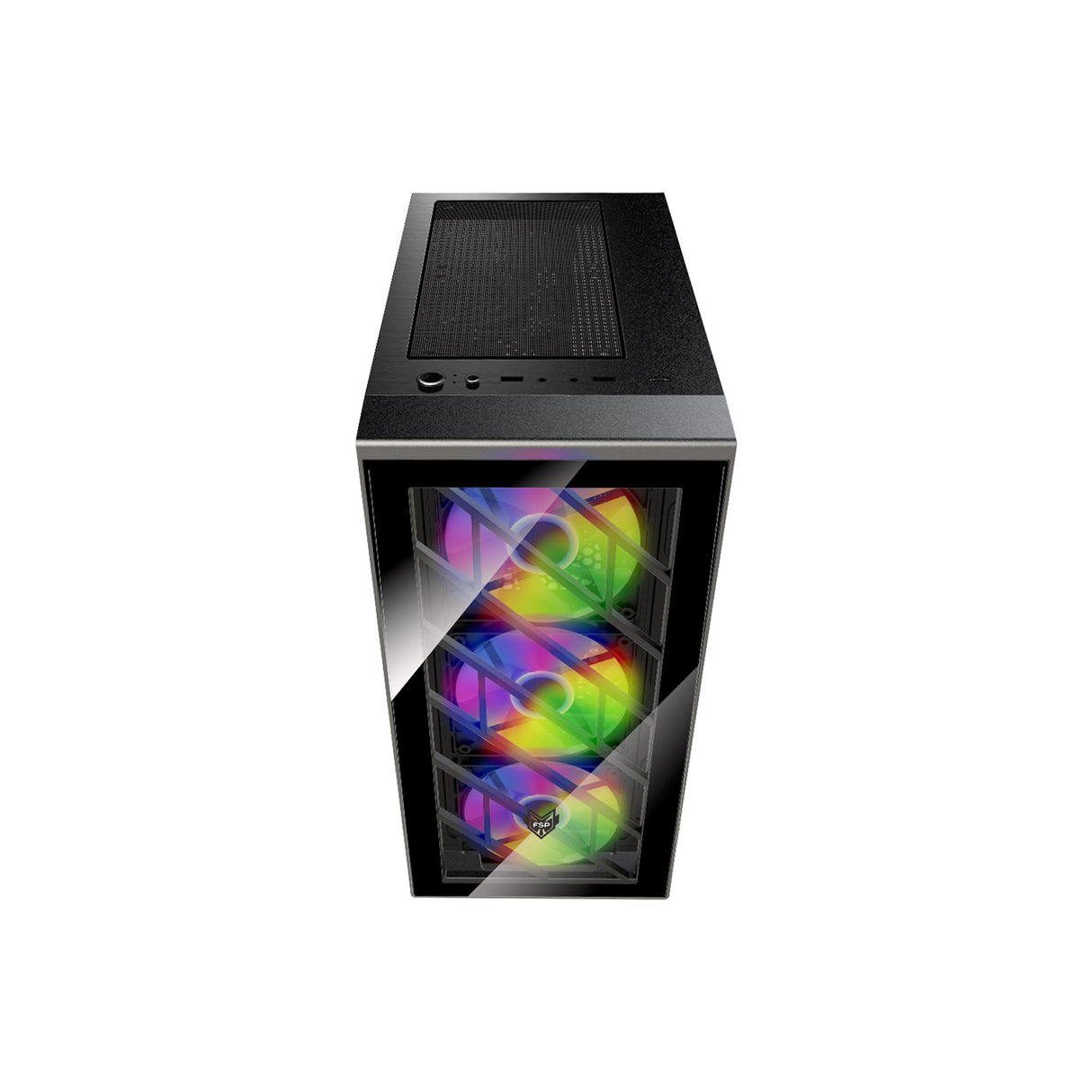 FSP CMT192 Tempered Glass ATX Mid Tower Gaming PC Case - Black (4 ARGB Fans Included)
