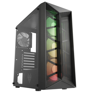 FSP CMT211A RGB Tempered Glass ATX Mid Tower Gaming PC Case - Black (4 ARGB Fans Included)