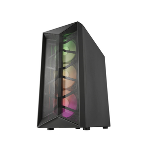 FSP CMT211A RGB Tempered Glass ATX Mid Tower Gaming PC Case - Black (4 ARGB Fans Included)