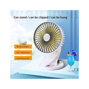 Mini Thinning Table Clamp Rechargeable Fan With Lamp - Multiple Colors - Zayoom