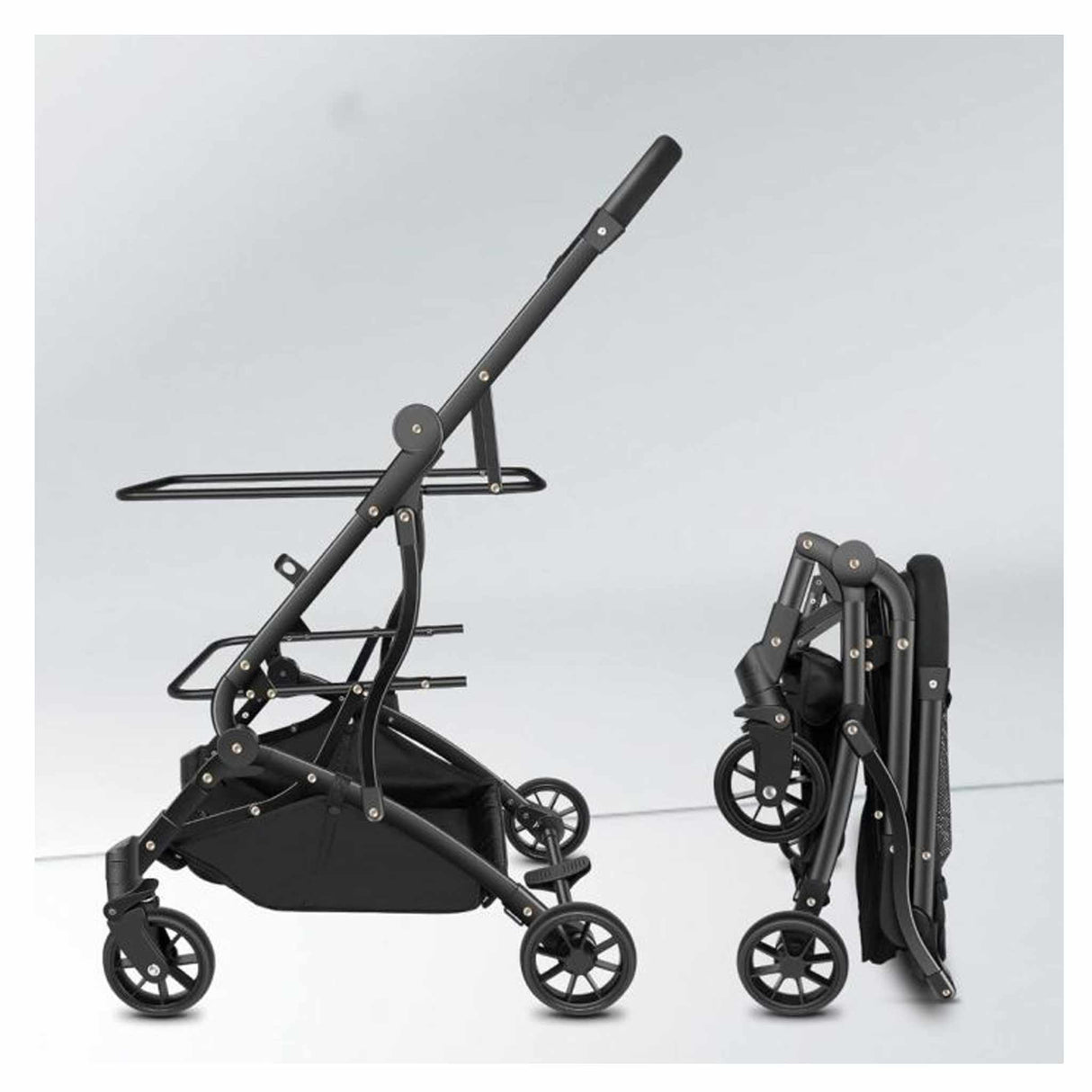 Foldable Shopping Cart 100 x 65 x 48 cm - Black