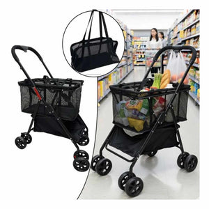 Foldable Shopping Cart 100 x 65 x 48 cm - Black