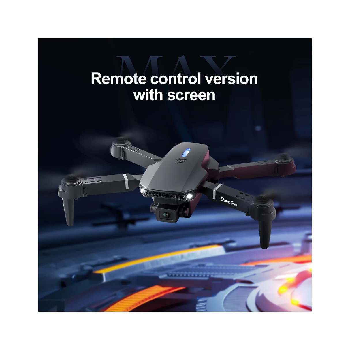 Foldable HD Dual Camera Quadcopter Drone With Inbuilt Screen Controller & Optical Flow Hovering & Mobile App Control - Black
