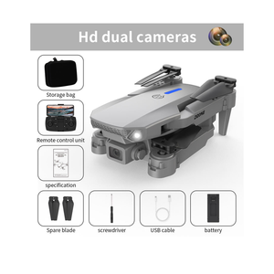 Foldable HD Dual Camera Quadcopter Drone with Inbuilt Screen Controller & Optical Flow Hovering & Mobile App Control - White/Gray