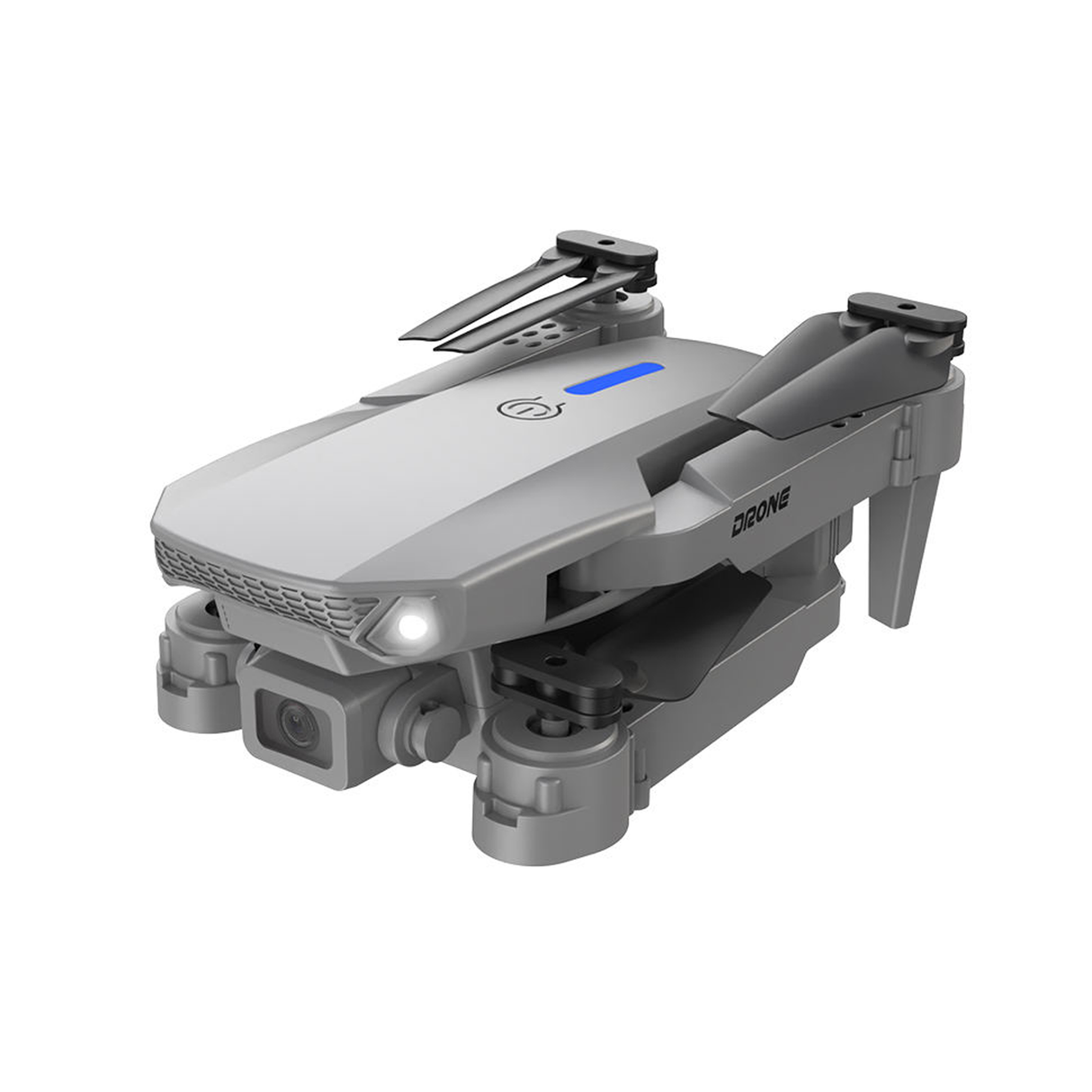 Foldable HD Dual Camera Quadcopter Drone with Inbuilt Screen Controller & Optical Flow Hovering & Mobile App Control - White/Gray