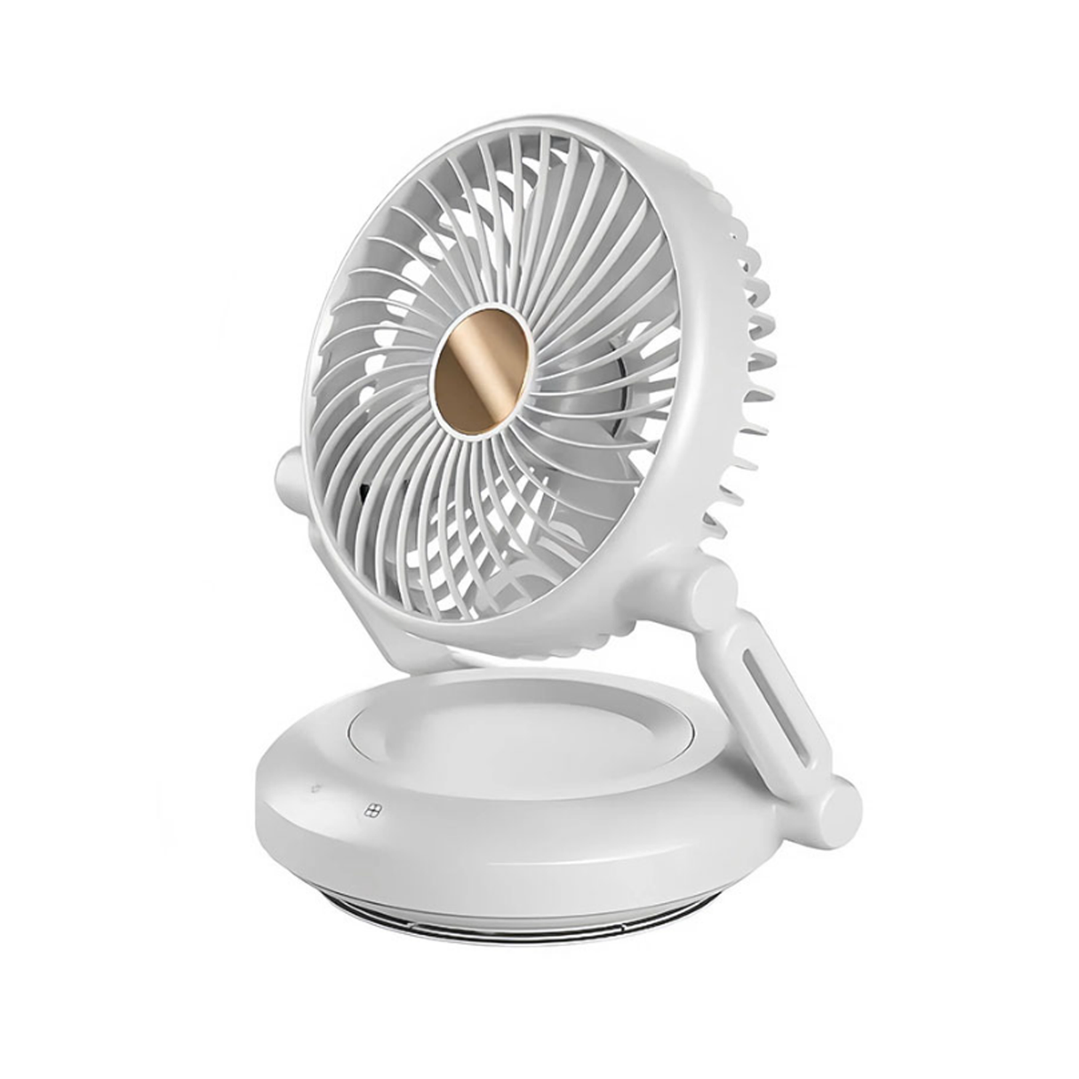 Foldable Rechargeable Desk Fan with Night Light & 3-Speed Powerful Airflow – Wall Mountable & Compact Travel Cooling Solution - White