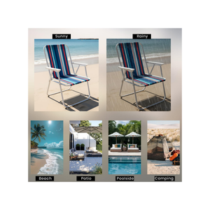 Folding Beach Chair With Arm Rest - Red/Blue