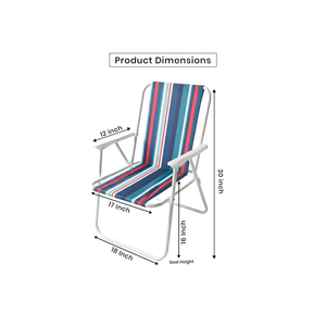 Folding Beach Chair With Arm Rest - Red/Blue