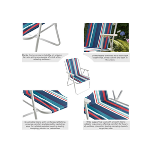 Folding Beach Chair With Arm Rest - Red/Blue
