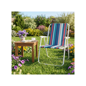Folding Beach Chair With Arm Rest - Red/Blue