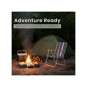 Folding Beach Chair With Arm Rest - Red/Blue