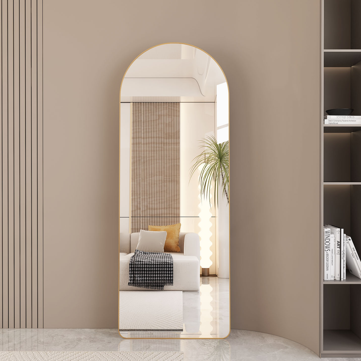 Full Length Free Standing Mirror 147 x 36 cm - Gold