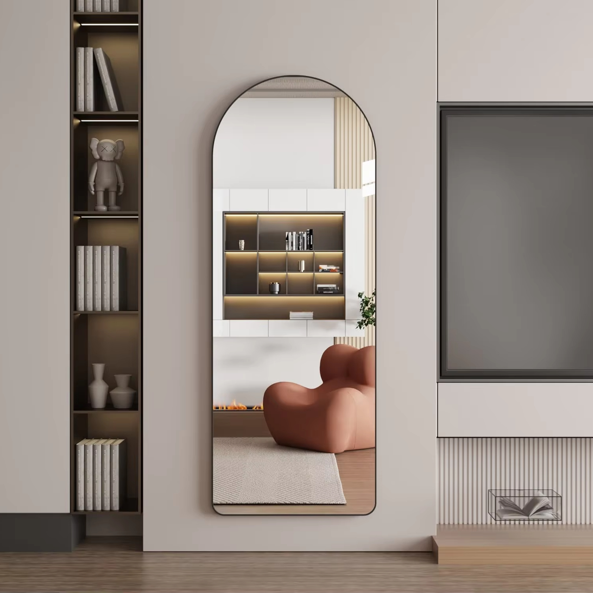 Full Length Free Standing Mirror 147 x 36 cm - Gold