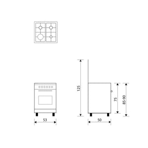 GLEMGAS 4 Burners 53x50cm Gas Cooker - Zayoom