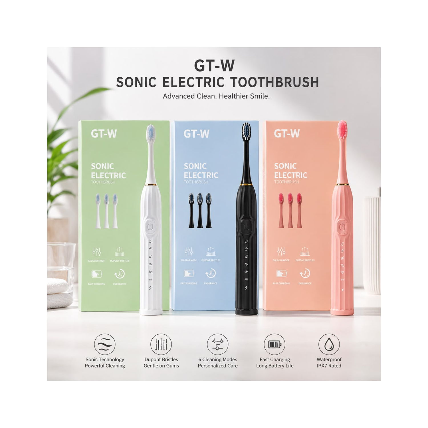 GT-W Sonic Electric Toothbrush - Assorted Color