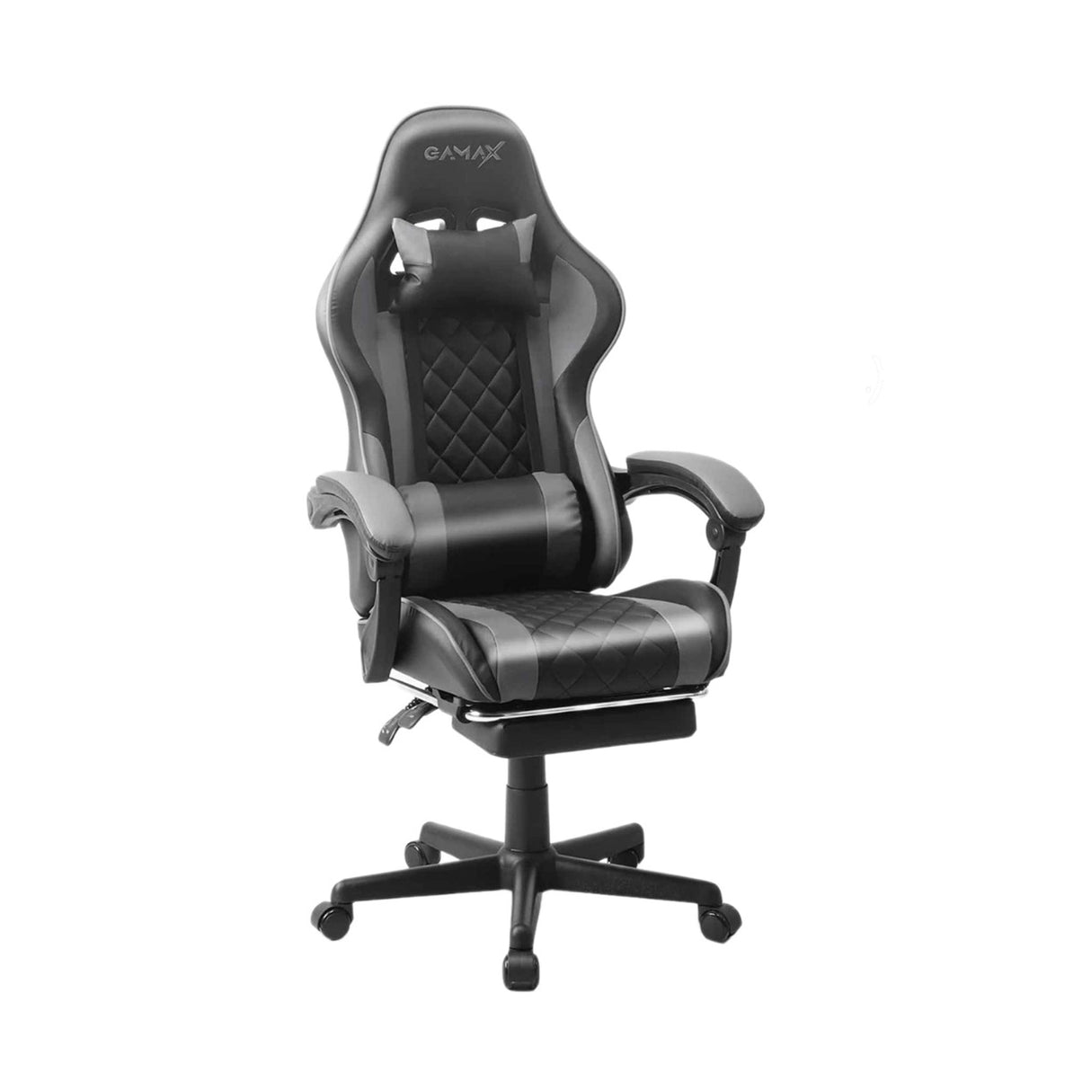 Gamax 1-LT001L Gaming Chair With Linkage Function Armrest & Retactable Footrest - Grey