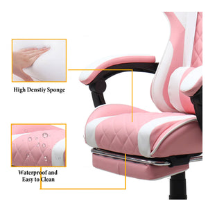 Gamax 1-LT001L Gaming Chair With Linkage Function Armrest & Retactable Footrest - Pink