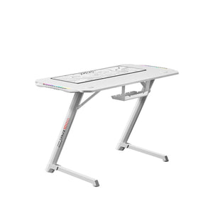 جاماكس تي دي-03 مكتب ألعاب من ألياف الكربون مع إضاءة ار جي بي وباد ماوس (100×60×75 سم) – أبيض