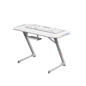 جاماكس تي دي-03 مكتب ألعاب من ألياف الكربون مع إضاءة ار جي بي وباد ماوس (100×60×75 سم) – أبيض