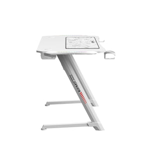 جاماكس تي دي-03 مكتب ألعاب من ألياف الكربون مع إضاءة ار جي بي وباد ماوس (100×60×75 سم) – أبيض