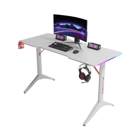 جاماكس D2208W طاولة ألعاب آر جي بي بتصميم ألياف الكربون مقاس 120×60×74 سم مع ماوس باد – أبيض