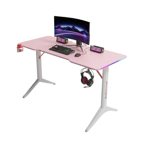 جاماكس D2208P طاولة ألعاب آر جي بي بتصميم ألياف الكربون مقاس 120×60×74 سم مع ماوس باد – وردي وأبيض