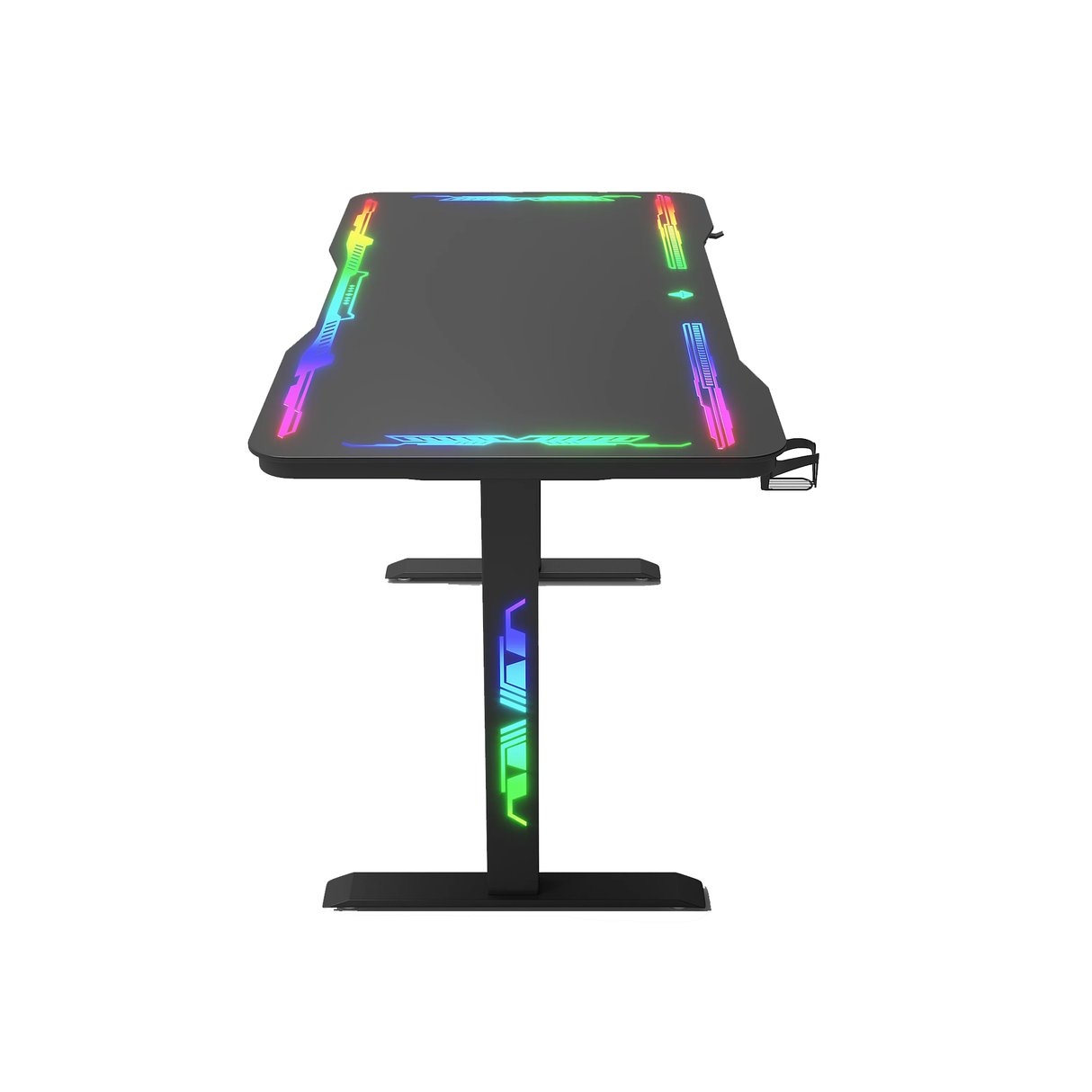 جاماكس P206 طاولة ألعاب بسطح زجاج مقسّى مقاس 120×60×74 سم مع ماوس باد وإضاءة آر جي بي كاملة – أسود