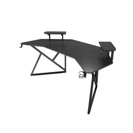 جاماكس D2204B طاولة ألعاب منحنية بتصميم ألياف الكربون مقاس 180×70×74 سم مع رفوف متعددة المستويات وماوس باد – أسود