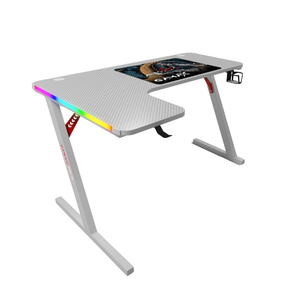 جاماكس P201-LW طاولة ألعاب آر جي بي بتصميم ألياف الكربون مقاس 140×100×74 سم مع ماوس باد (شكل L – يسار) – أبيض