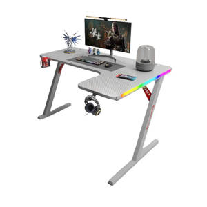 جاماكس P201-RW طاولة ألعاب آر جي بي بتصميم ألياف الكربون مقاس 140×100×74 سم مع ماوس باد (شكل L – يمين) – أبيض