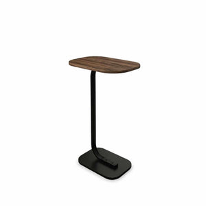 Modern C-Shaped Side Table Coffee Table with Wooden Top, & Metal Base - 28 × 38 × 58 cm - Space-Saving Sofa & Bedside Table - 28 × 38 × 58 cm - Brown