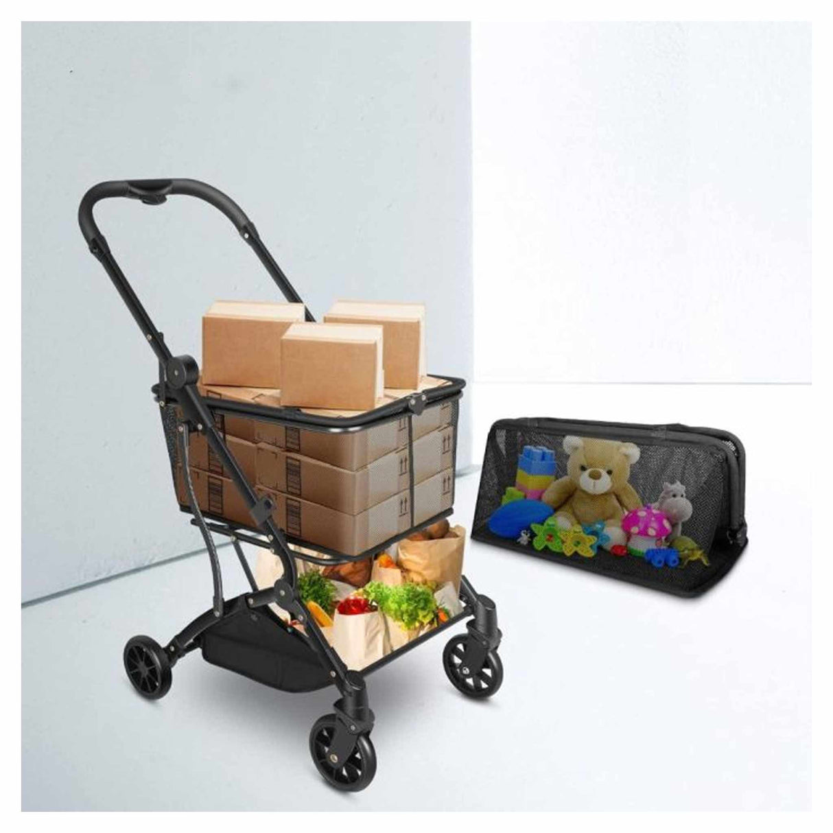 Foldable Shopping Cart 100 x 65 x 48 cm - Black