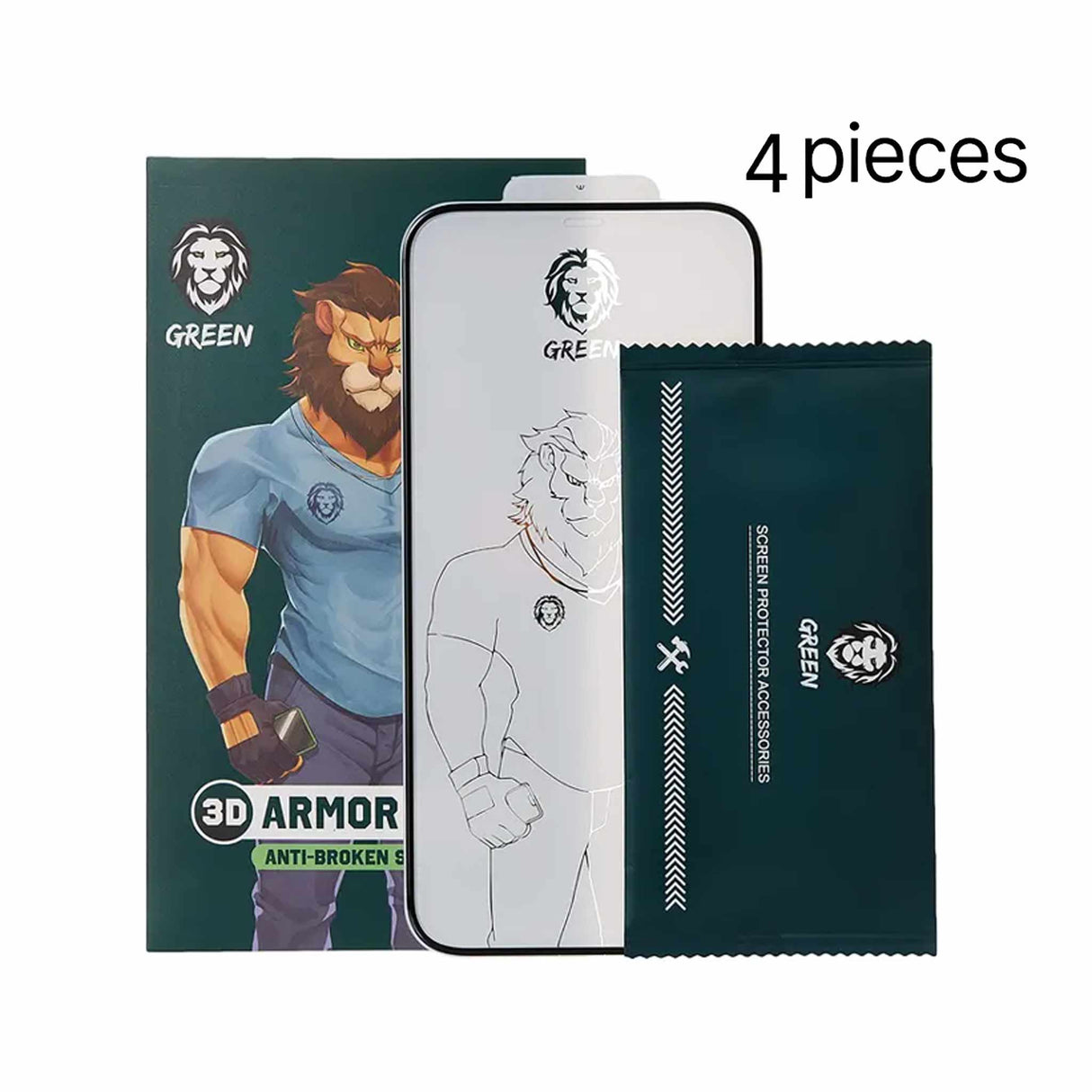 Green Transparent 3D PET HD Glass Screen Protector for iPhone 12 Pro Screen Protector - 4 Pieces