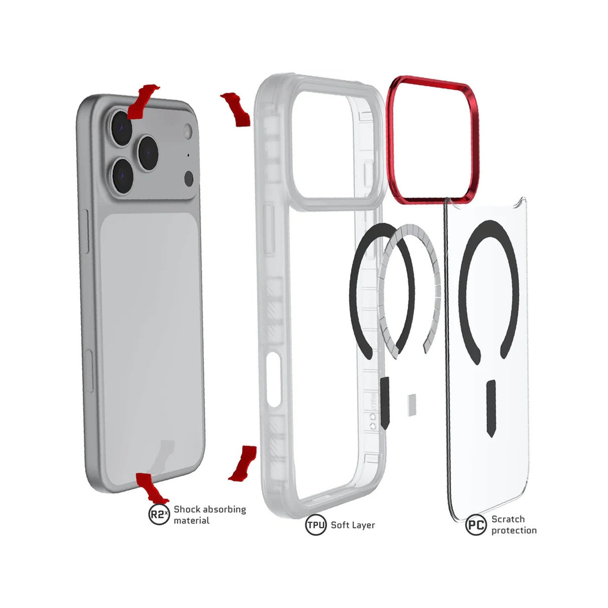 جوستيك كفر آيفون 17 برو ماكس ماجسيف ألترا ثين - شفاف