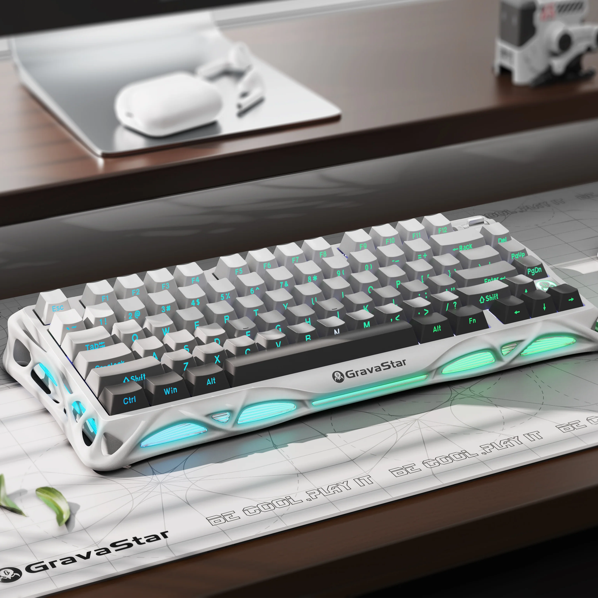 GravaStar Mercury K1 75% Wireless Mechanical Gaming Keyboard - Gradient White - Zayoom