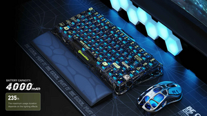 GravaStar Mercury K1 Lite 75% Wireless Mechanical Gaming Keyboard - Transparent Black - Zayoom