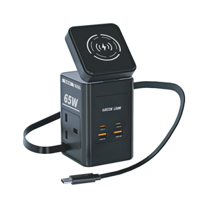 Green Lion 8-in-1 Power Station PD 65W GaN Travel Adapter - Black
