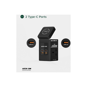 Green Lion 8-in-1 Power Station PD 65W GaN Travel Adapter - Black