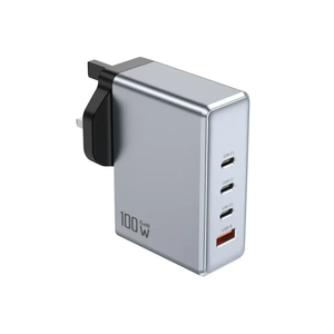 Green Lion GaN Premium UK Plug Wall Charger 100W - Gray