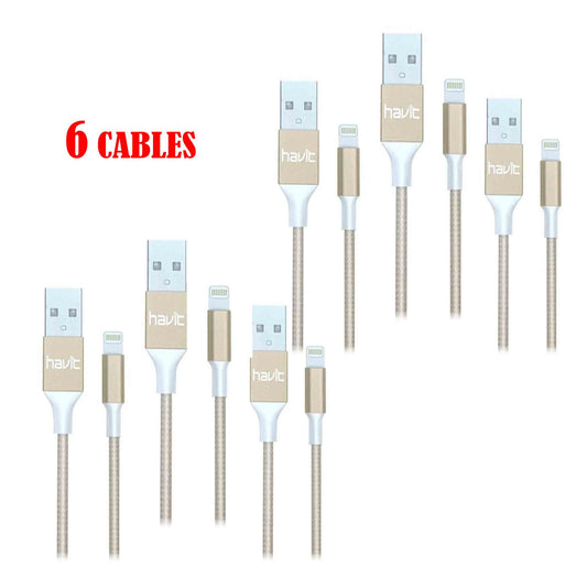 HAVIT Lightning to USB Cable - Gold - Pack of 6