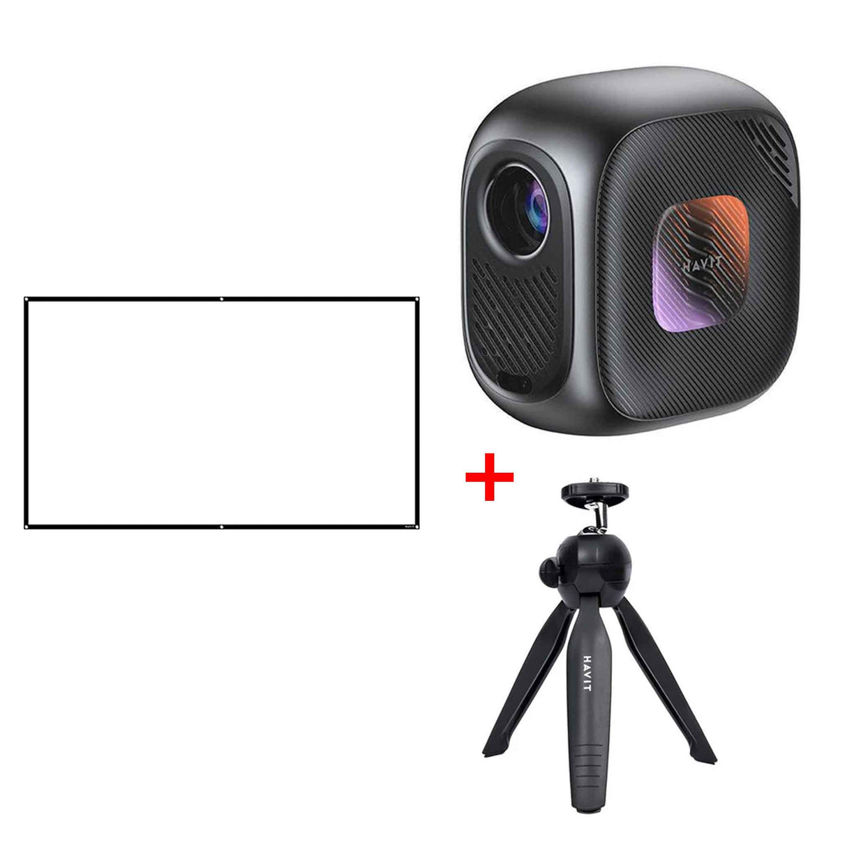 HAVIT Projector PJ215 Pro with Tripod Stand & Projector Screen 100 Inch - Zayoom