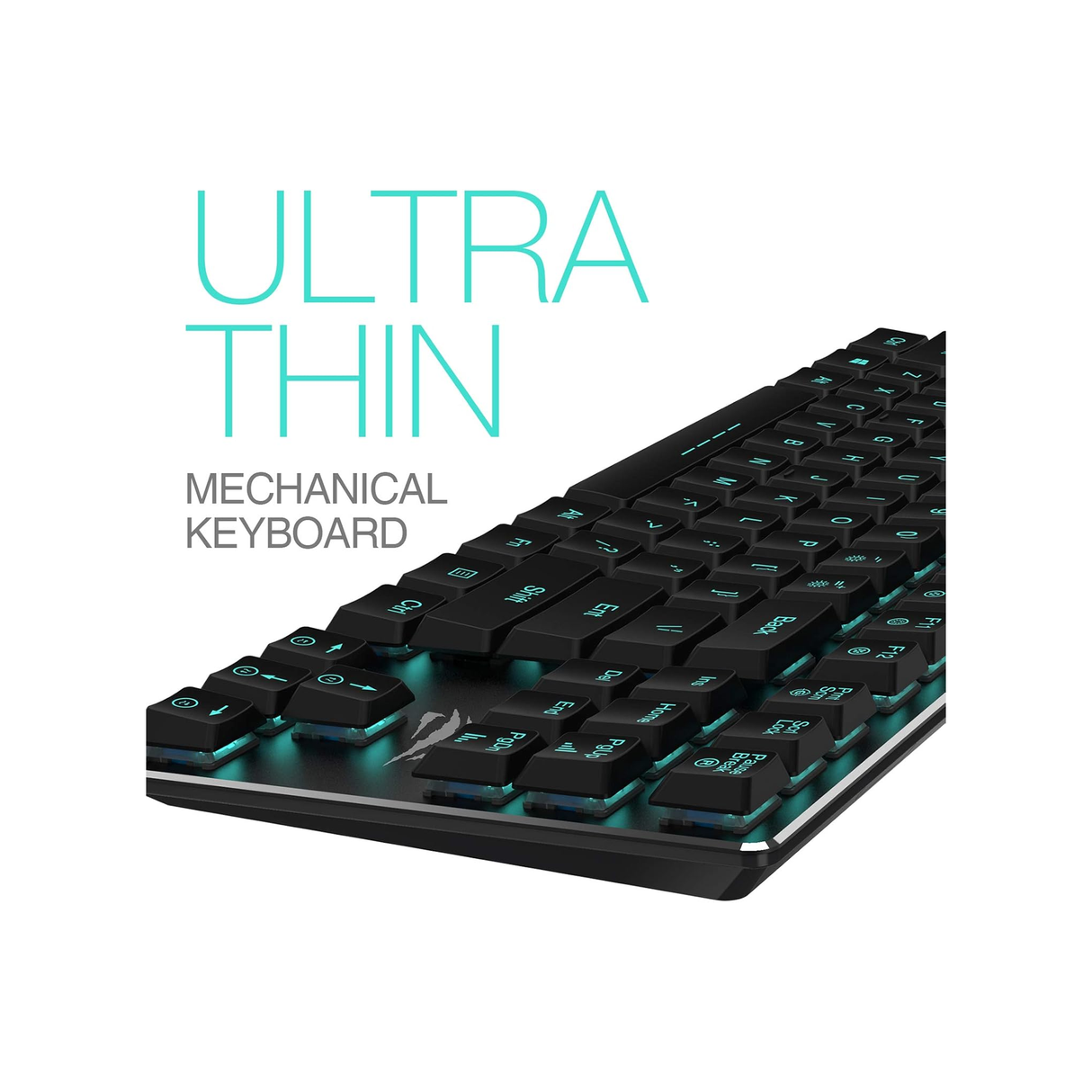 Havit Mechanical Keyboard Backlit Wired Gaming Keyboard Extra-Thin & Light, Kailh Latest Low Profile Blue Switches, 87 Keys N-Key Rollover - Black - ASIS