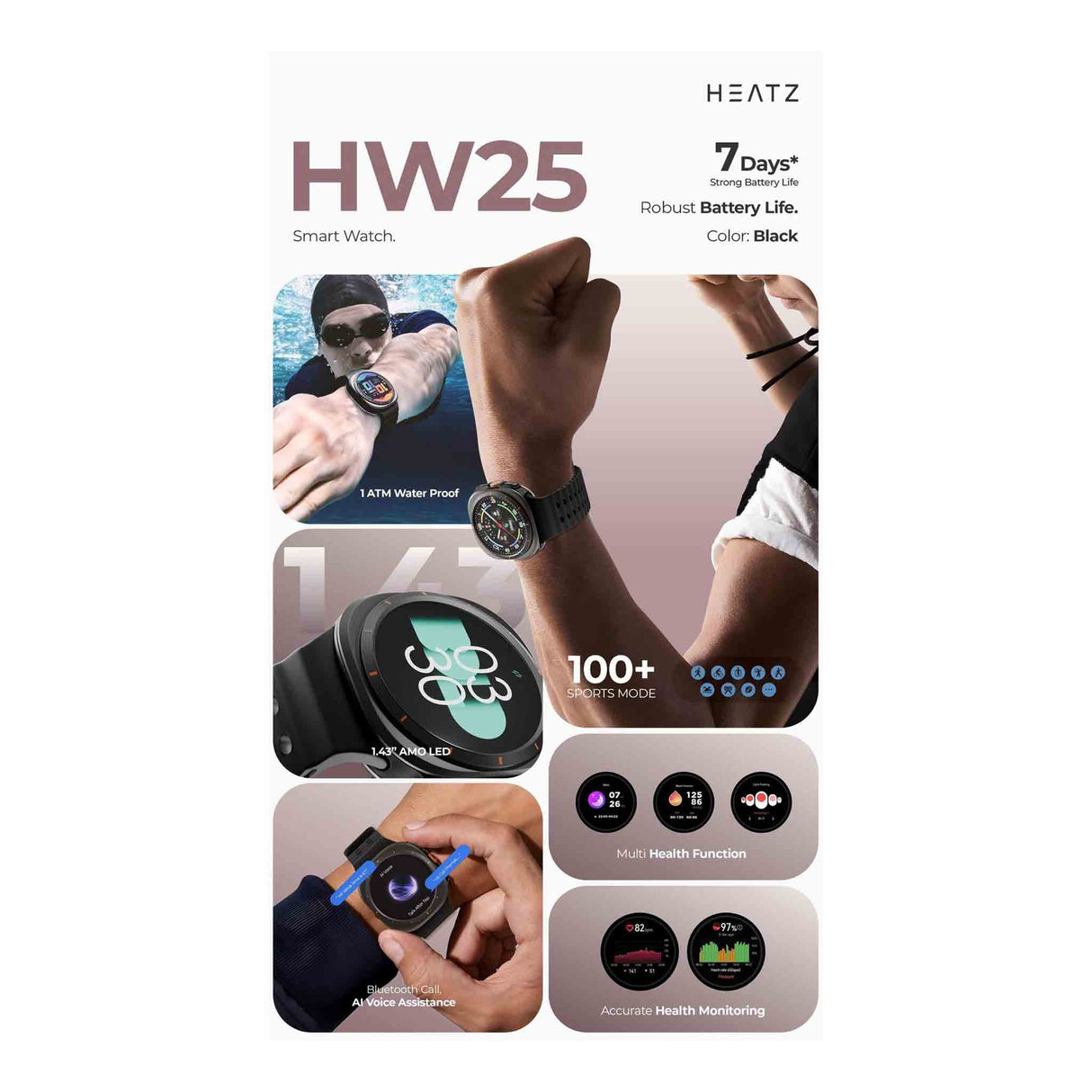 Heatz 1.43 Amoled Smart Watch Bold Collection - HW25 – Zayoom