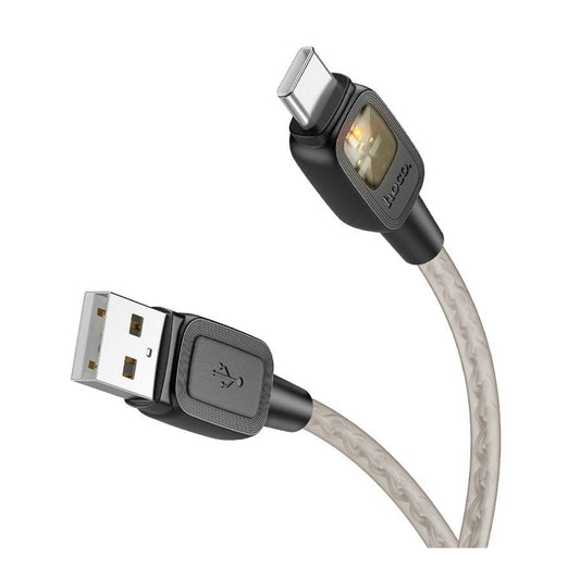 HOCO - U124 - Stone Silicone Intelligent Power-off Charging Data Cable IP - Black