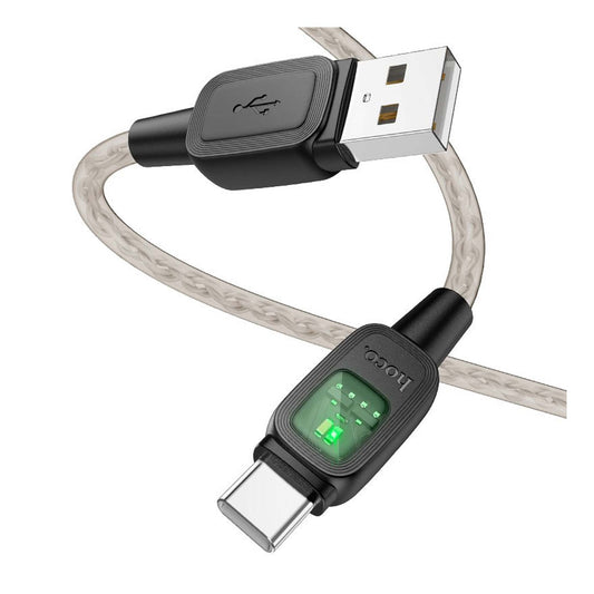 HOCO - U124 - Stone Silicone Intelligent Power-off Charging Data Cable IP - Black