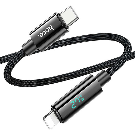 HOCO - U125 - Benefit PD Charging Data Cable with Display IP - Black