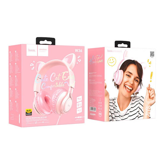 HOCO - W36 - Cat Ear Headphones with Mic - Pink