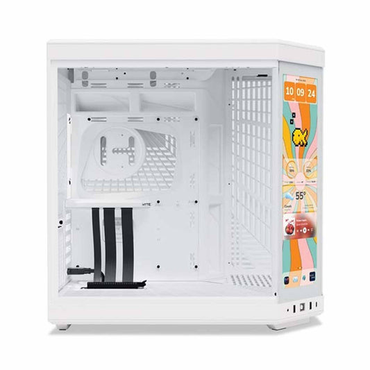 HYTE Y70 Touch Infinite - 14.5 Inch Integrated IPS Touchscreen ATX Mid-Tower Case - Snow White