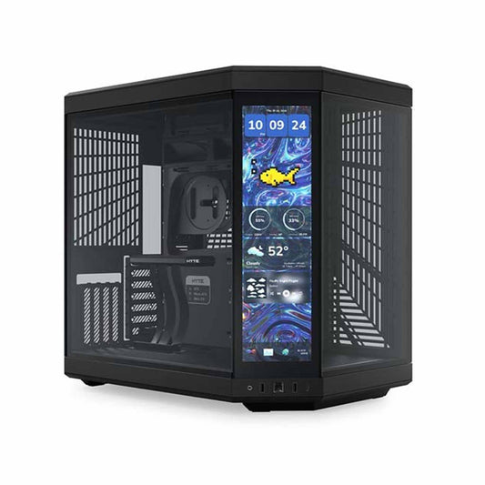 HYTE Y70 Touch Infinite - 14.5 Inch Integrated IPS Touchscreen ATX Mid-Tower Case - Pitch Black